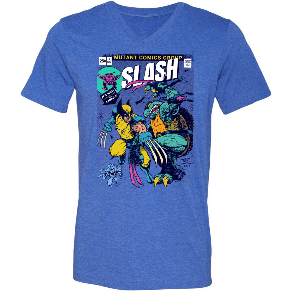 Unisex V-Neck T-Shirt - 9GPXKKDJ - Heather True Royal - 14