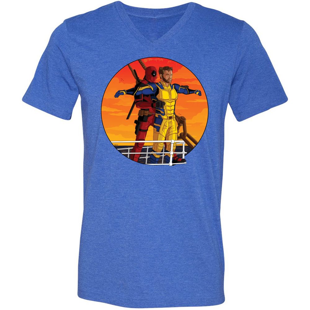 Unisex V-Neck T-Shirt - 1J8ZB4R5 - Heather True Royal - 14