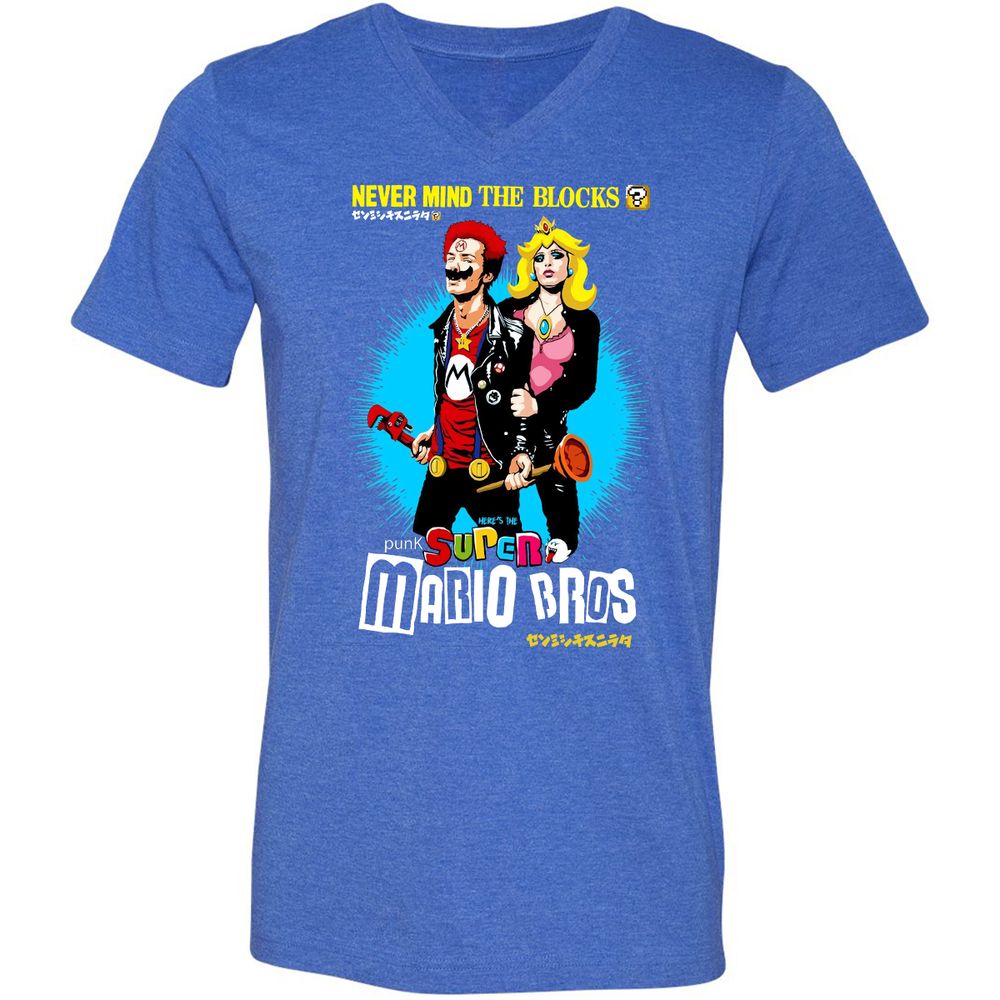 Unisex V-Neck T-Shirt - M14NDN74 - Heather True Royal - 14