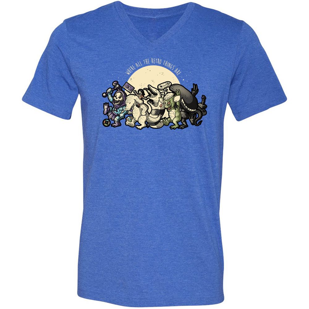 Unisex V-Neck T-Shirt - RWLZCFU3 - Heather True Royal - 14