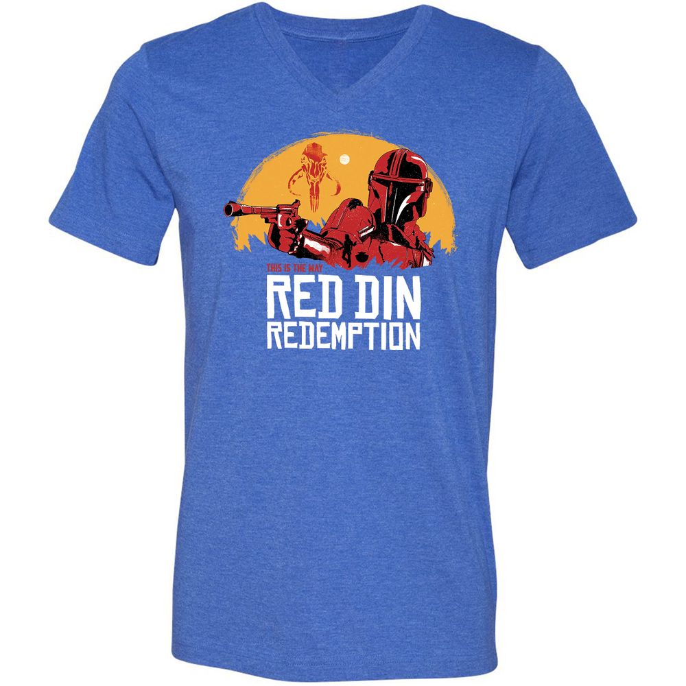 Unisex V-Neck T-Shirt - E5AD1DQ8 - Heather True Royal - 14