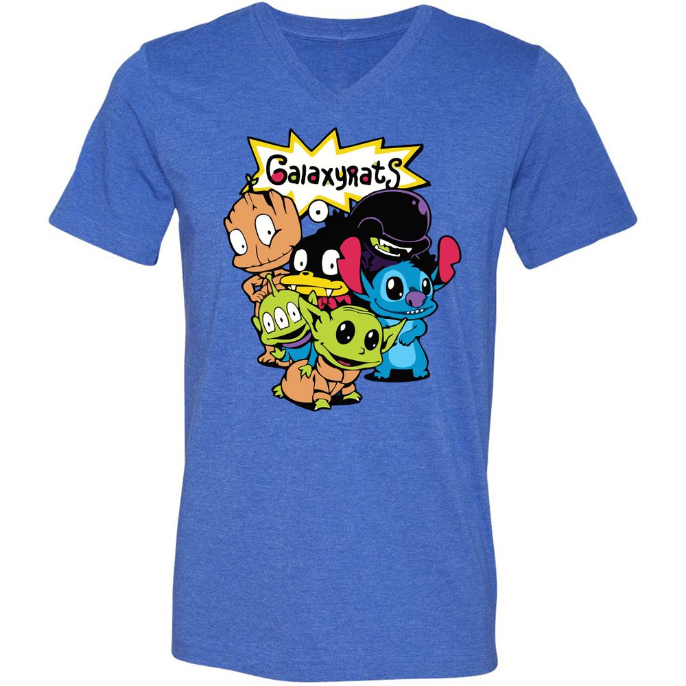 Unisex V-Neck T-Shirt - 89A7M179 - Heather True Royal - 14