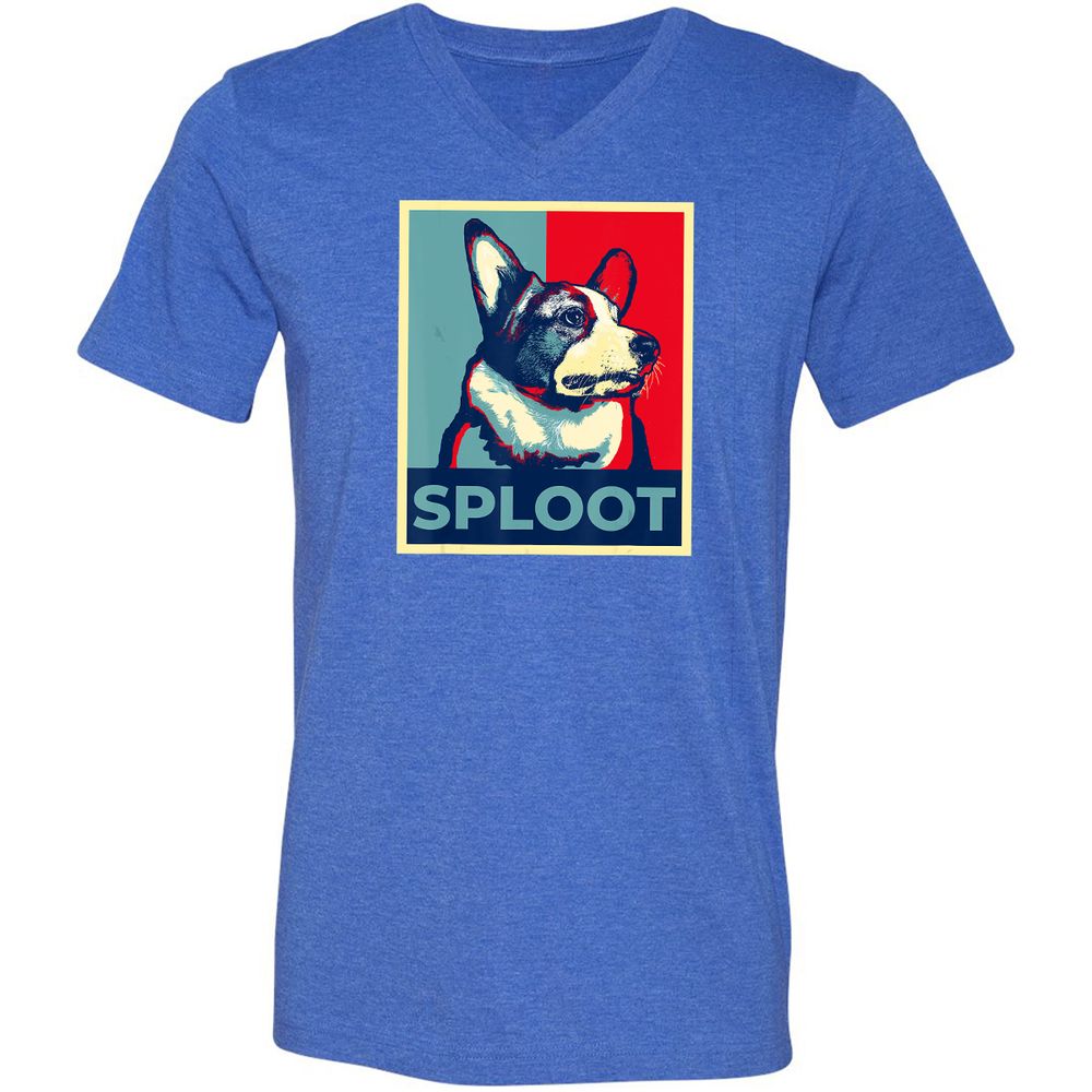 Unisex V-Neck T-Shirt - T1SKEK3E - Heather True Royal - 14