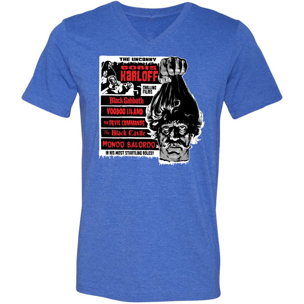 Unisex V-Neck T-Shirt - UY9KG73G - Heather True Royal - 14