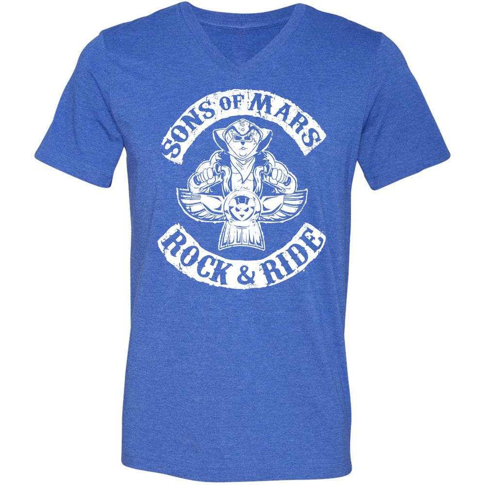 Unisex V-Neck T-Shirt - ZUHNMGB4 - Heather True Royal - 14
