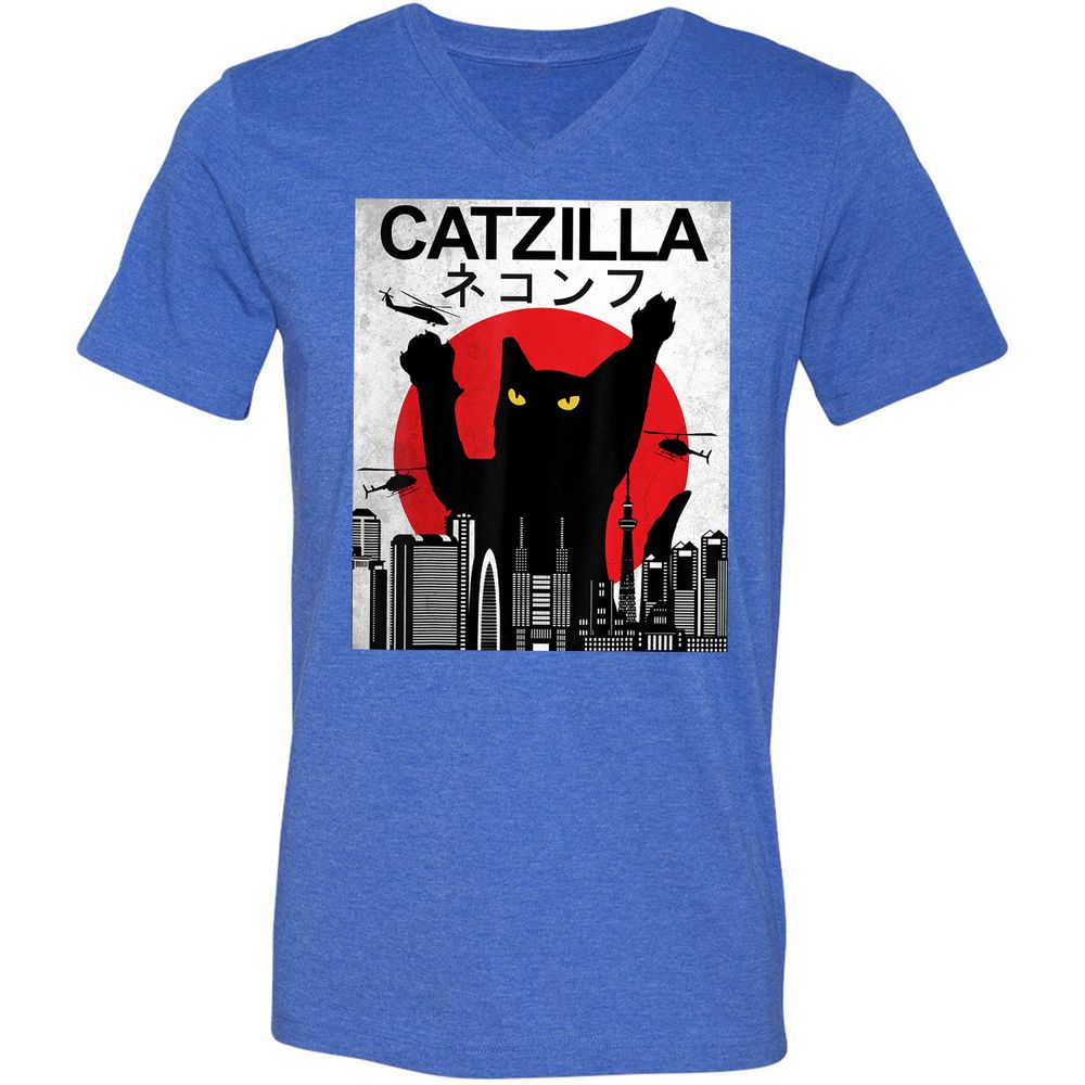 Unisex V-Neck T-Shirt - 2BFVWVVV - Heather True Royal - 14