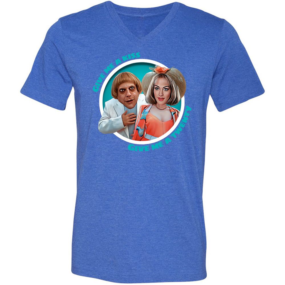 Unisex V-Neck T-Shirt - V1TWMYHN - Heather True Royal - 14