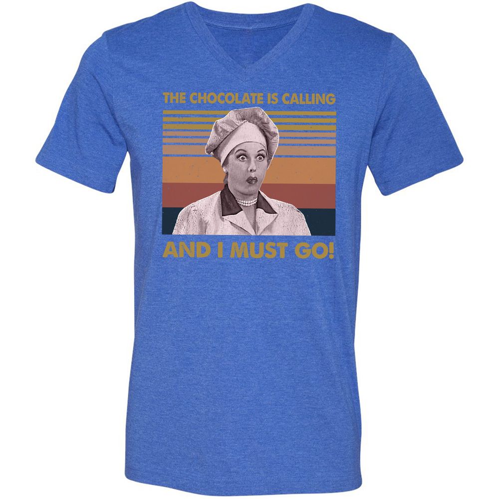 Unisex V-Neck T-Shirt - NQJJEM7R - Heather True Royal - 14