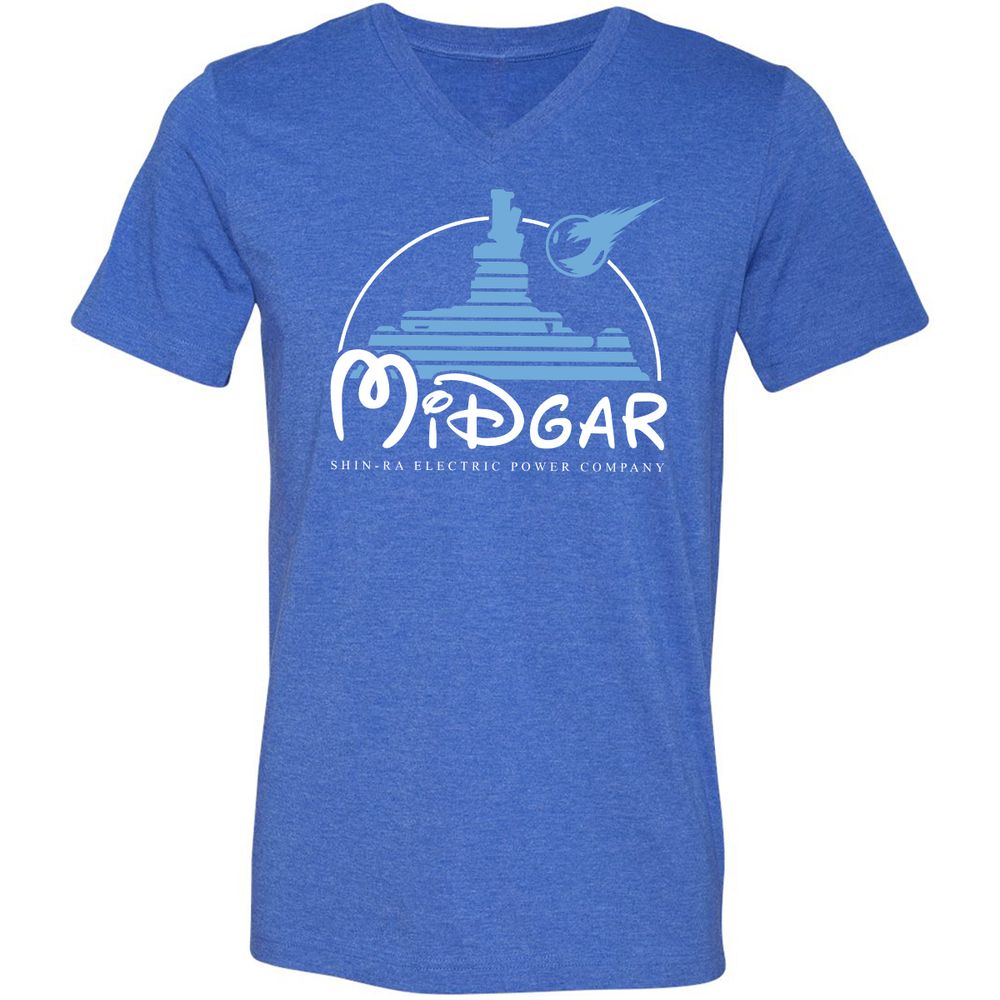 Unisex V-Neck T-Shirt - QW8YAVFE - Heather True Royal - 14
