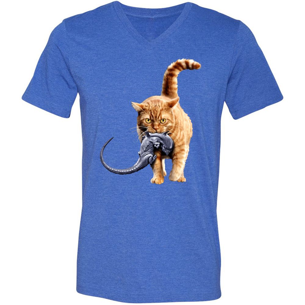 Unisex V-Neck T-Shirt - T1YKC78L - Heather True Royal - 14