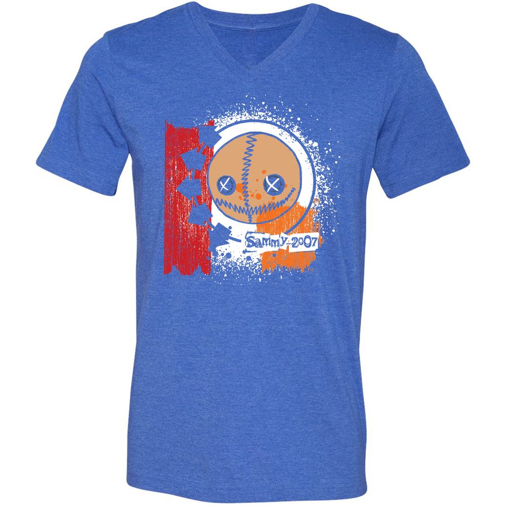 Unisex V-Neck T-Shirt - YYU1XRK2 - Heather True Royal - 14