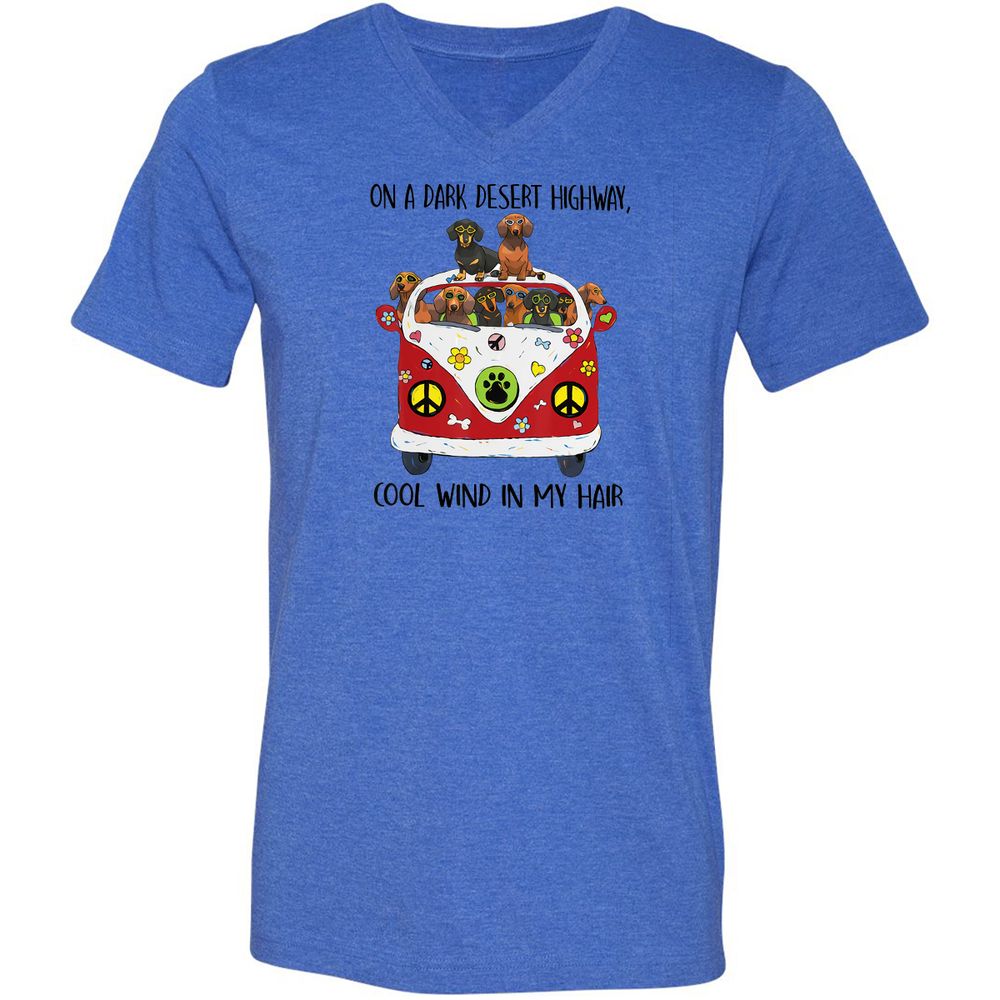Unisex V-Neck T-Shirt - LYMCD3KC - Heather True Royal - 14
