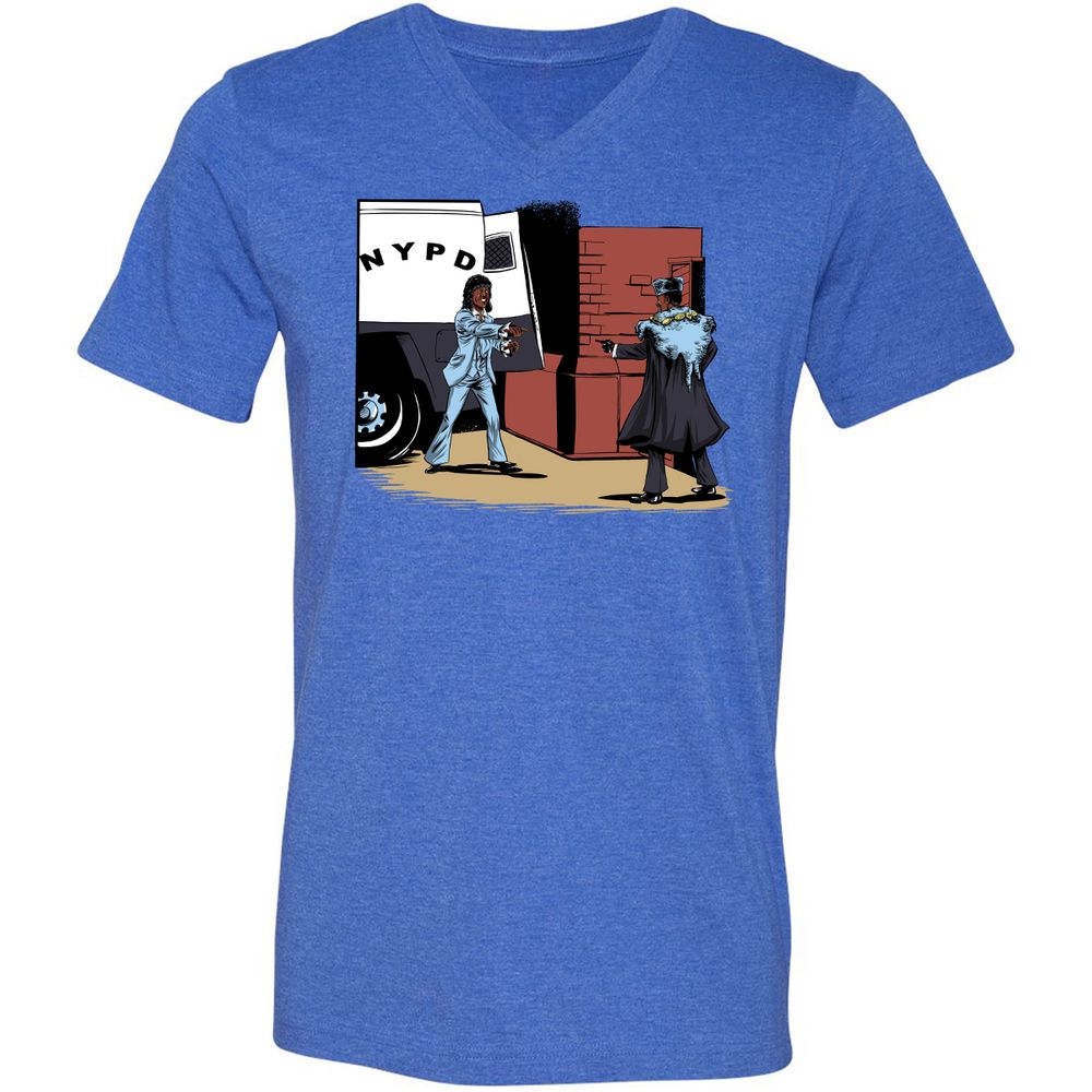 Unisex V-Neck T-Shirt - XAKL37BJ - Heather True Royal - 14
