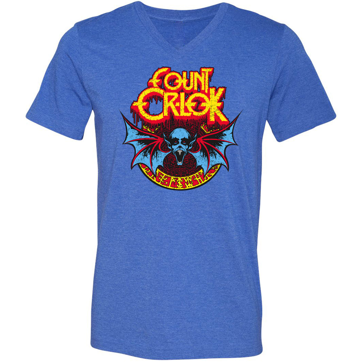Unisex V-Neck T-Shirt - YWQ2NFPK - Heather True Royal - 14