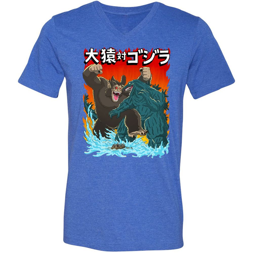Unisex V-Neck T-Shirt - WSJERS43 - Heather True Royal - 14