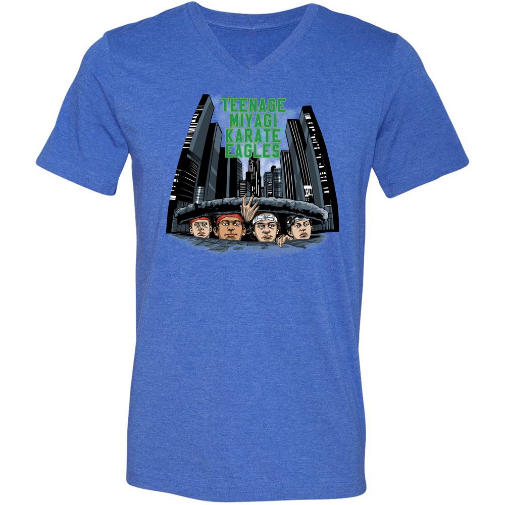 Unisex V-Neck T-Shirt - 5XU6JFTM - Heather True Royal - 14