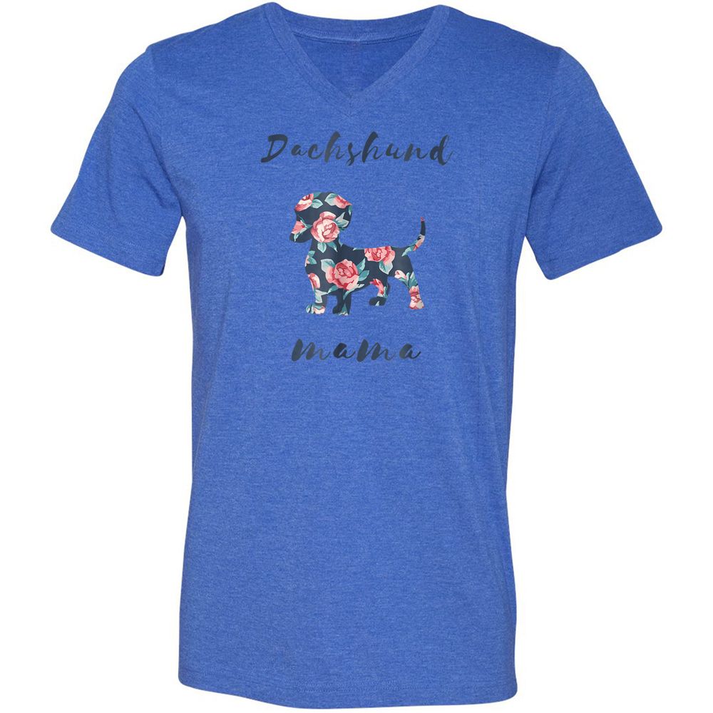 Unisex V-Neck T-Shirt - 9GVVSUQJ - Heather True Royal - 14