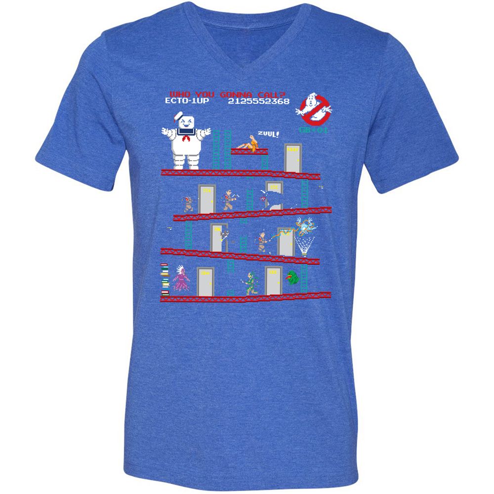 Unisex V-Neck T-Shirt - QUD3YU4T - Heather True Royal - 14