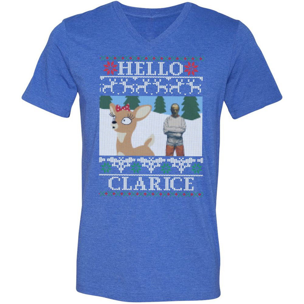 Unisex V-Neck T-Shirt - CLJSDPDF - Heather True Royal - 14
