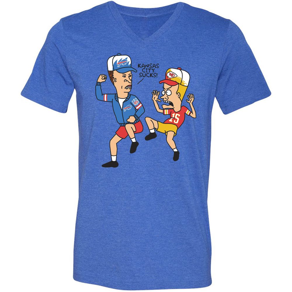 Unisex V-Neck T-Shirt - 852LTBDQ - Heather True Royal - 14