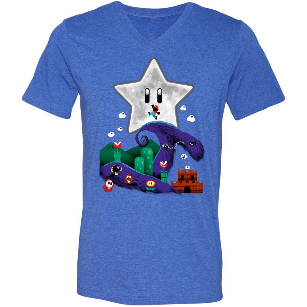 Unisex V-Neck T-Shirt - 9T996MRG - Heather True Royal - 14