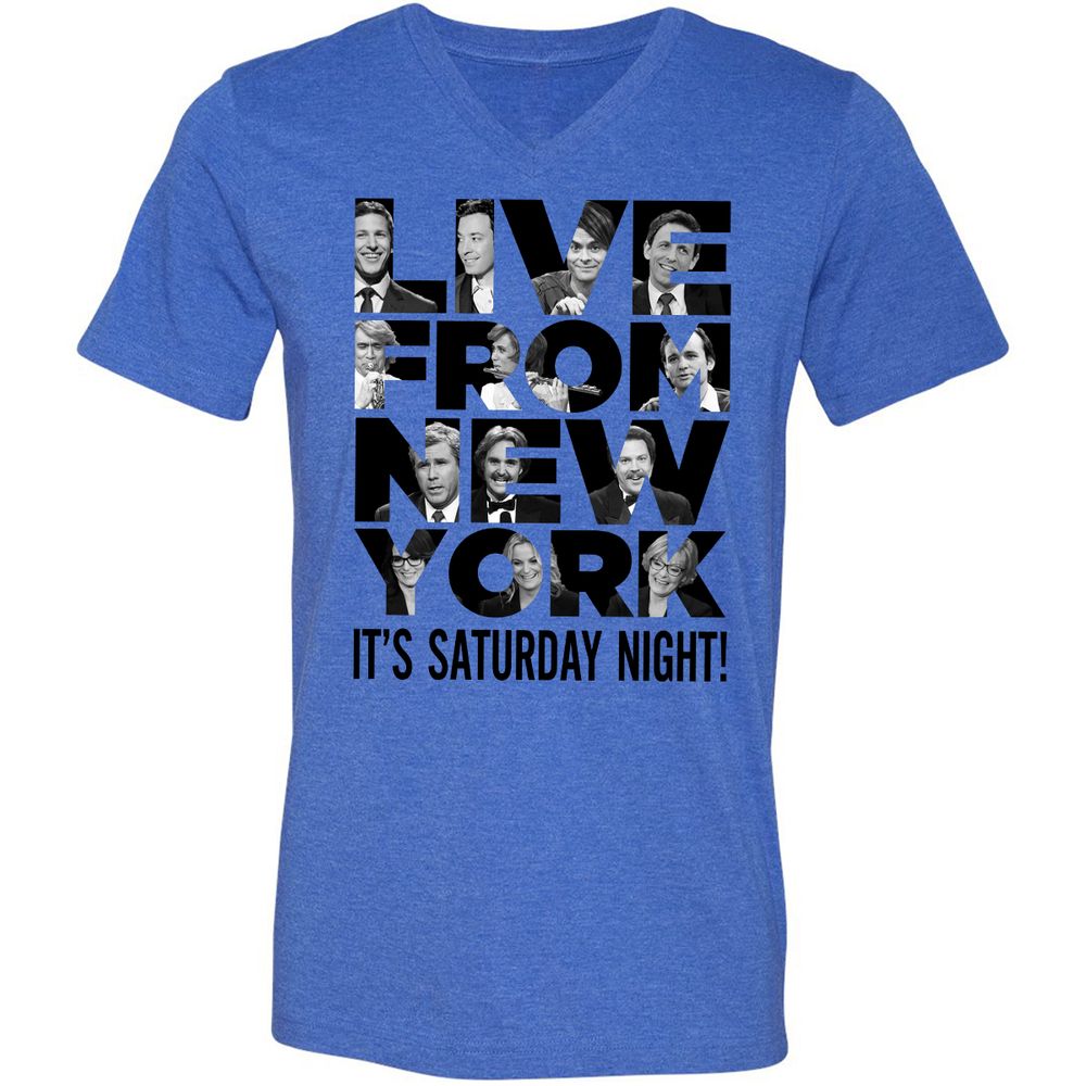 Unisex V-Neck T-Shirt - JQFS7Z9D - Heather True Royal - 14