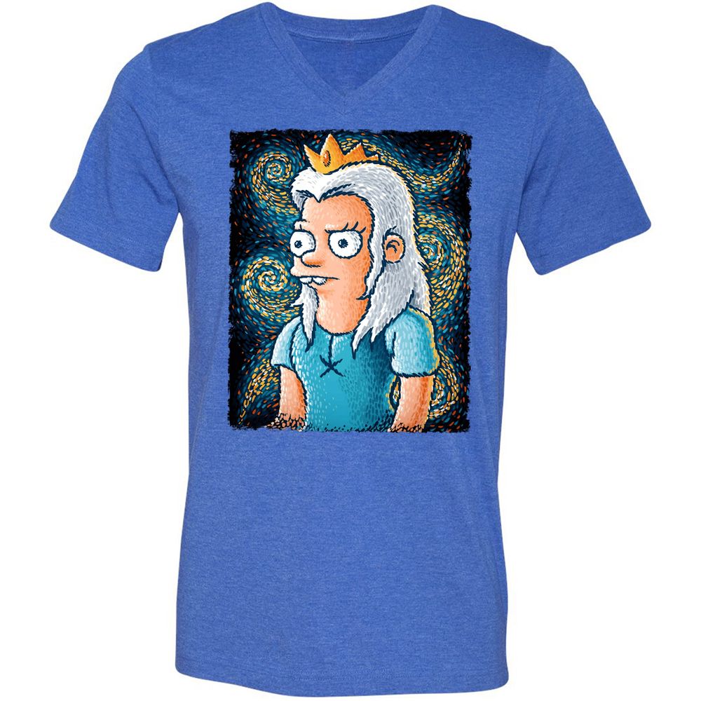 Unisex V-Neck T-Shirt - 9LHX6FQ6 - Heather True Royal - 14