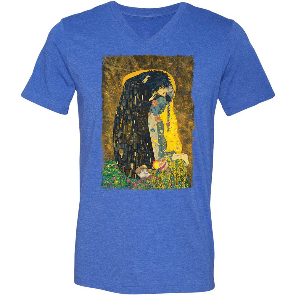 Unisex V-Neck T-Shirt - GDFURXM7 - Heather True Royal - 14