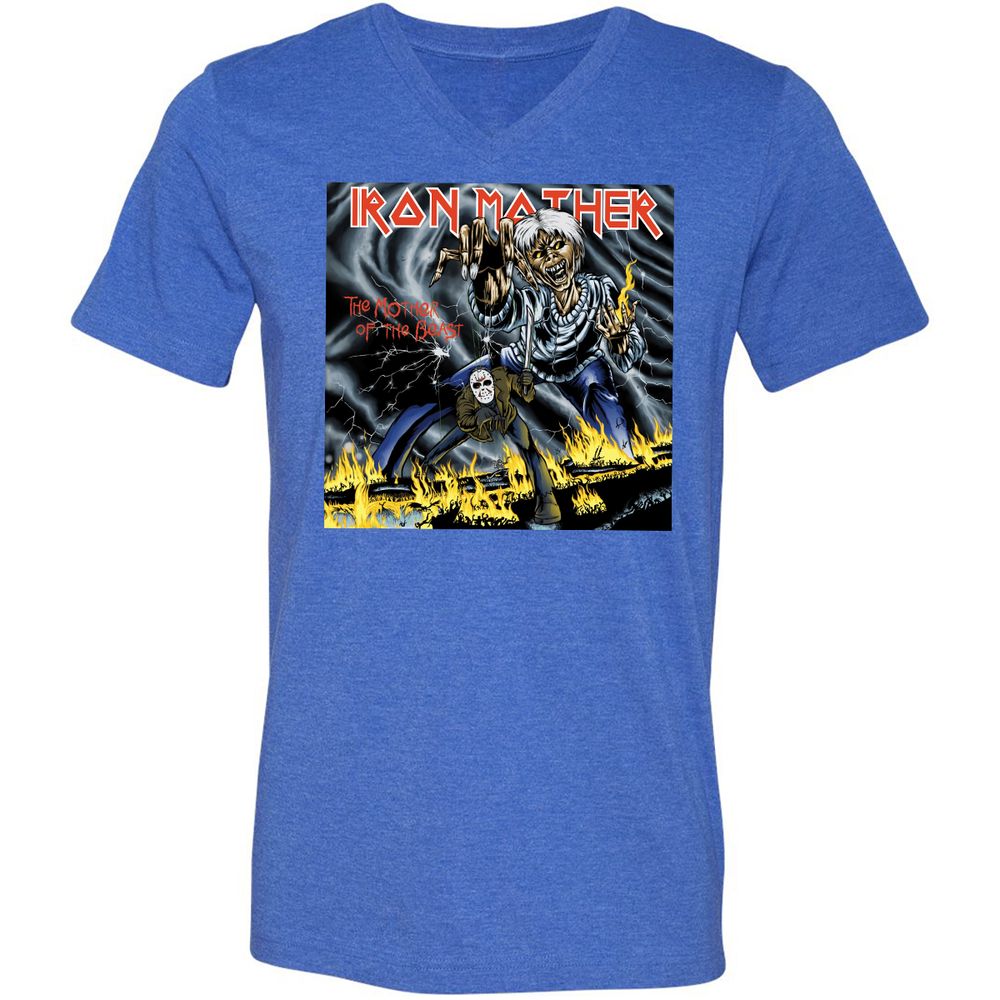 Unisex V-Neck T-Shirt - ZGKGPL7P - Heather True Royal - 14