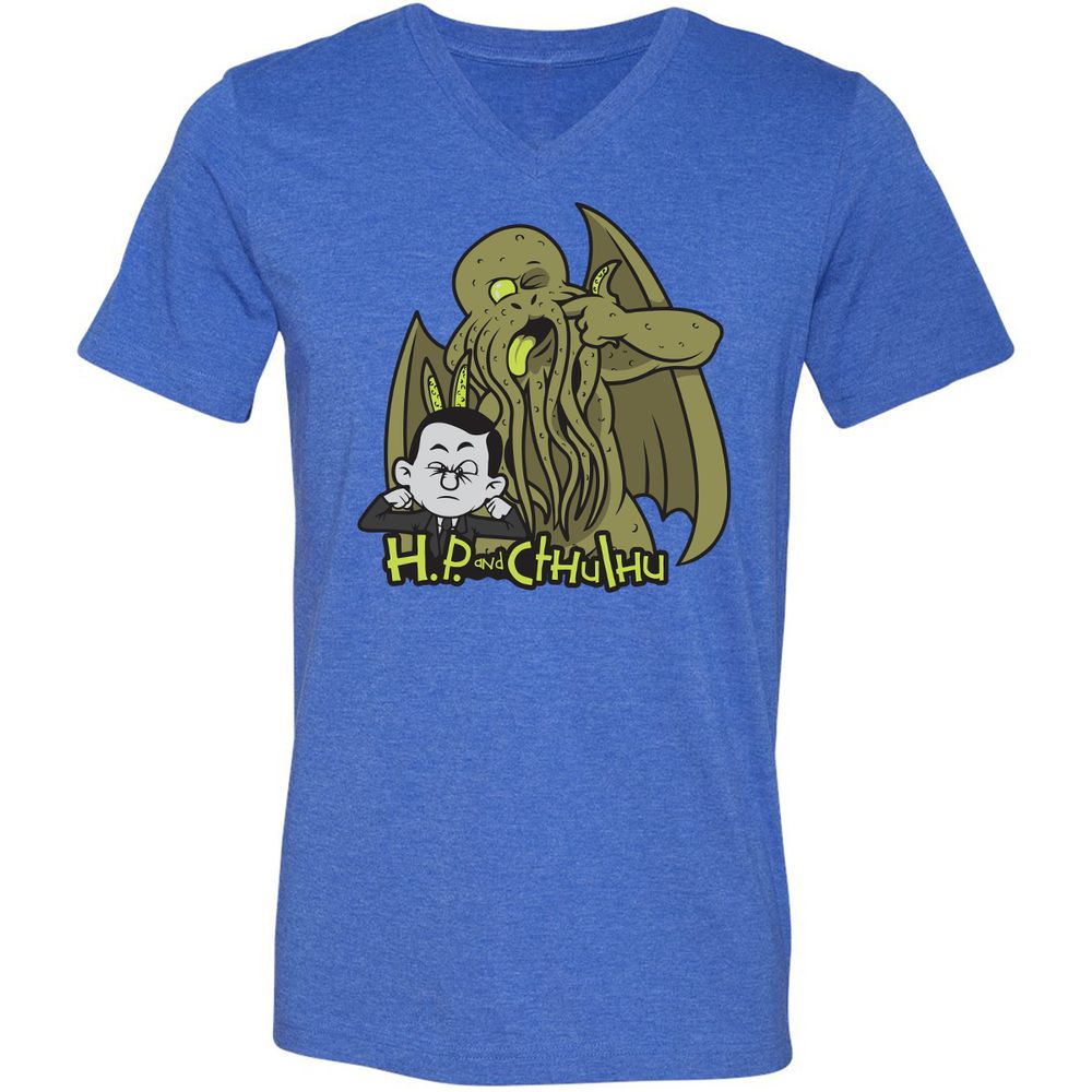 Unisex V-Neck T-Shirt - ES1C7PW3 - Heather True Royal - 14