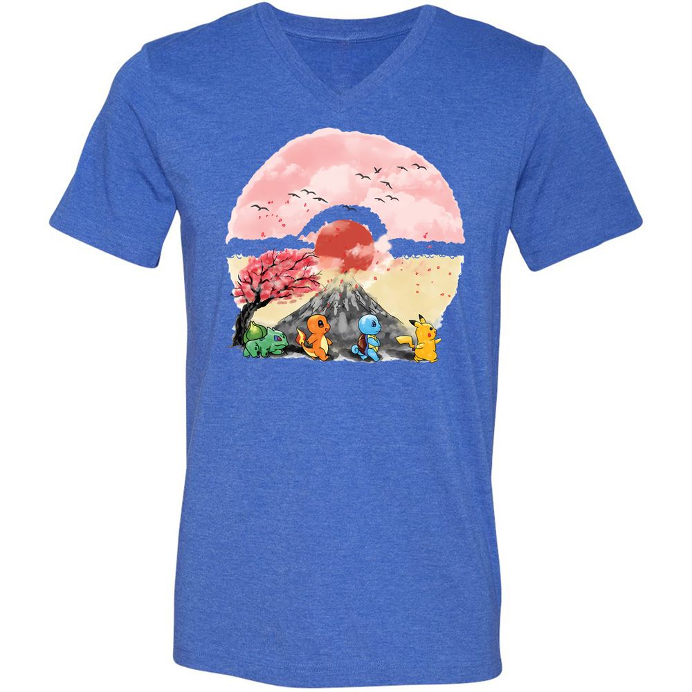 Unisex V-Neck T-Shirt - NQBEUSJ8 - Heather True Royal - 14