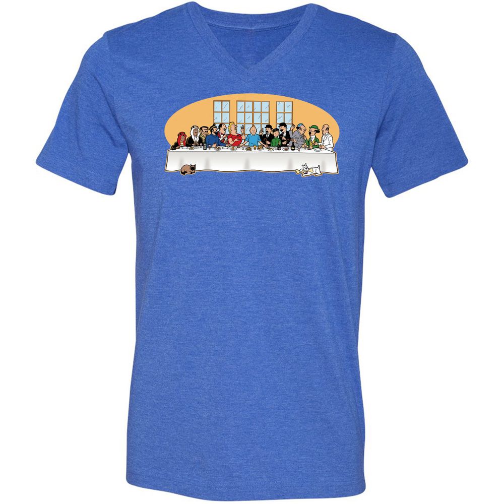 Unisex V-Neck T-Shirt - MR4HGLE6 - Heather True Royal - 14