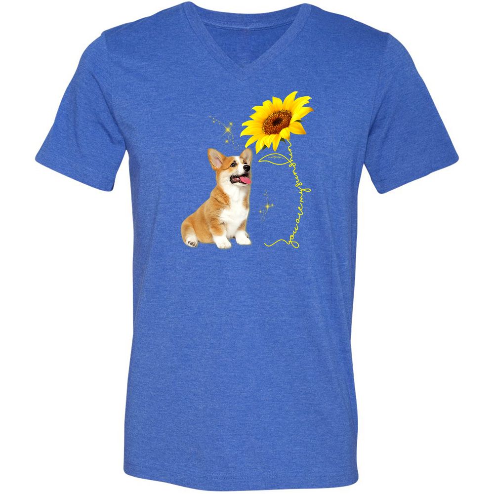 Unisex V-Neck T-Shirt - Y67T6F77 - Heather True Royal - 14