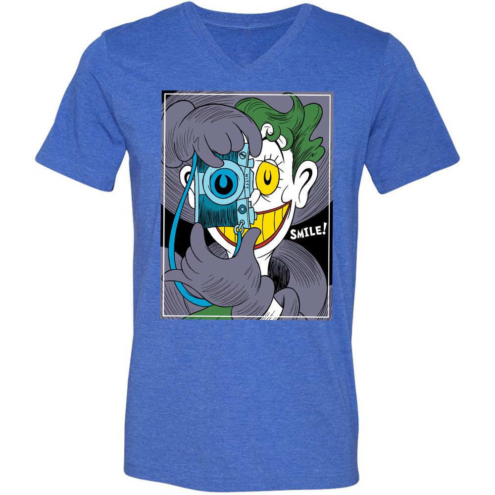 Unisex V-Neck T-Shirt - 6TDVBLV7 - Heather True Royal - 14