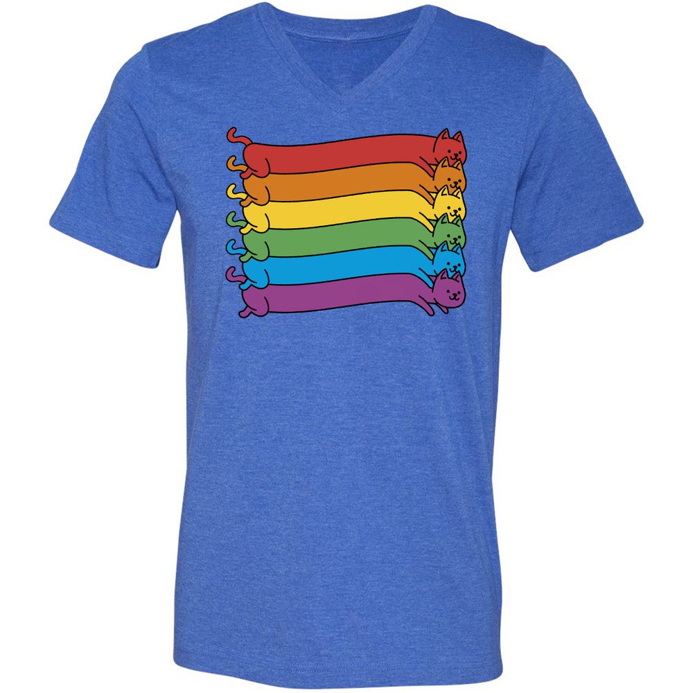 Unisex V-Neck T-Shirt - 6SH7MYTG - Heather True Royal - 14