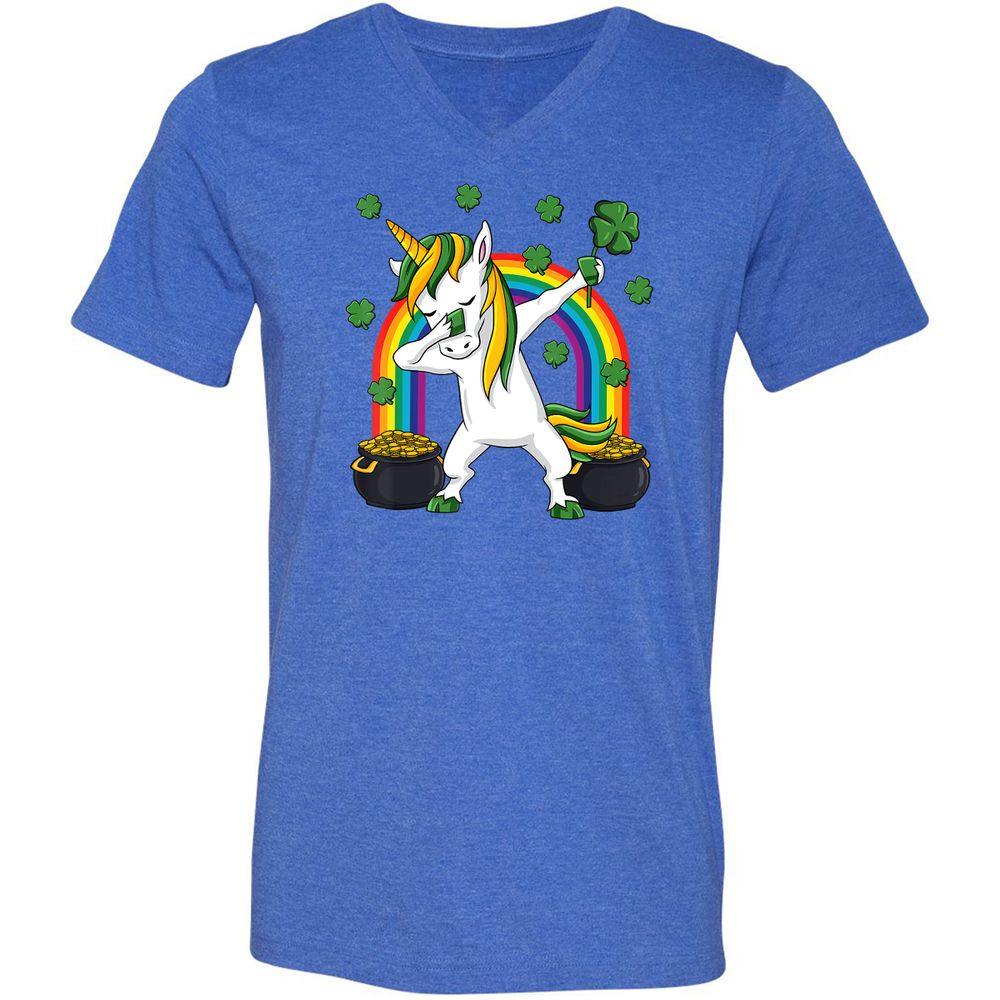 Unisex V-Neck T-Shirt - L7CL4AZK - Heather True Royal - 14