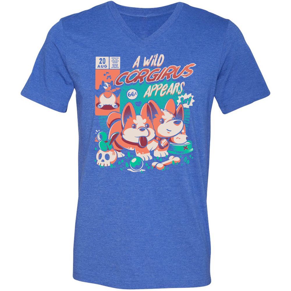 Unisex V-Neck T-Shirt - 3FWEV9N8 - Heather True Royal - 14