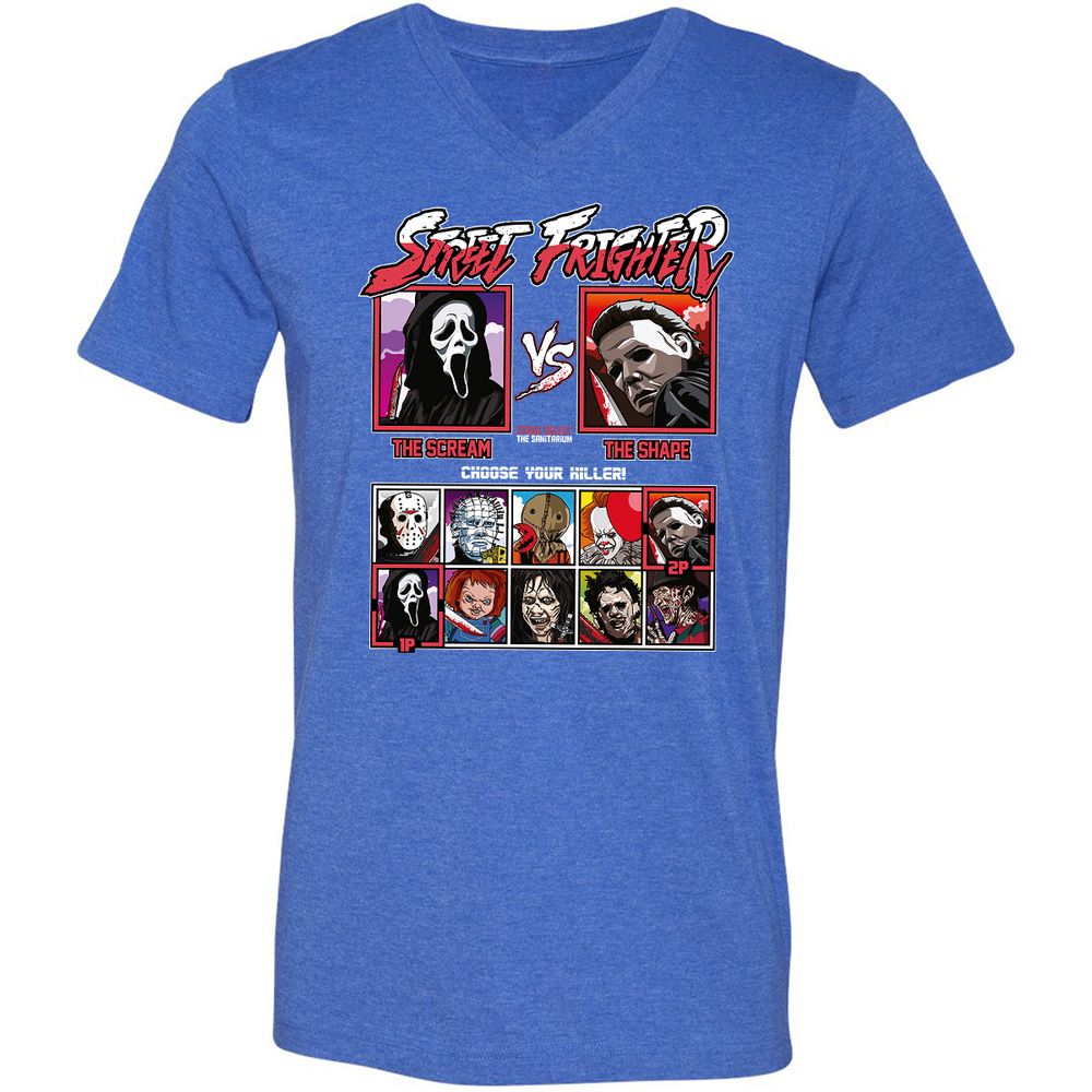 Unisex V-Neck T-Shirt - 4697MWH3 - Heather True Royal - 14