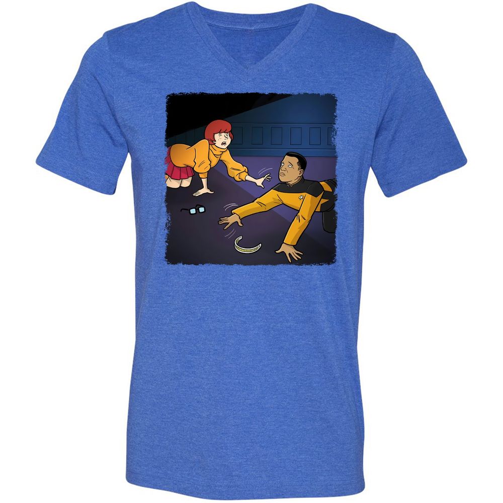 Unisex V-Neck T-Shirt - 5JJW8L6F - Heather True Royal - 14