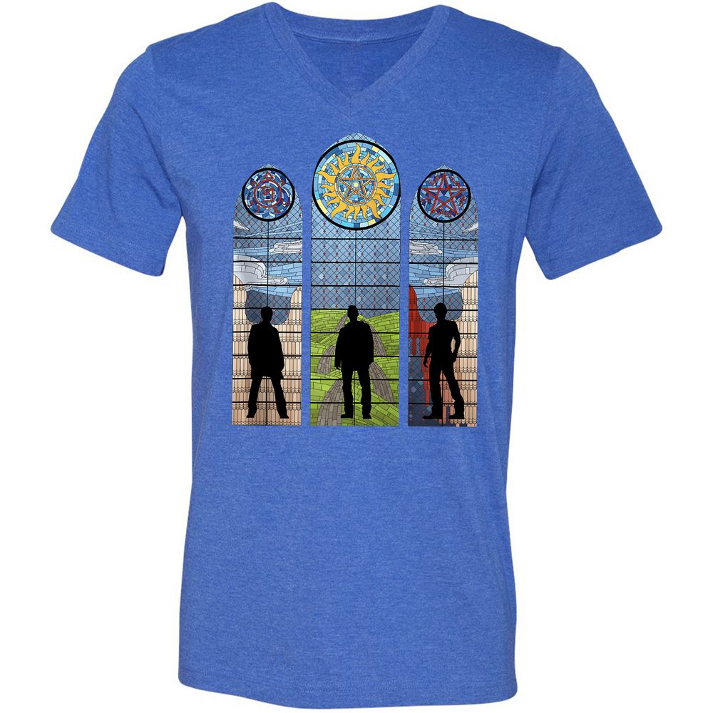 Unisex V-Neck T-Shirt - QE95G5RU - Heather True Royal - 14