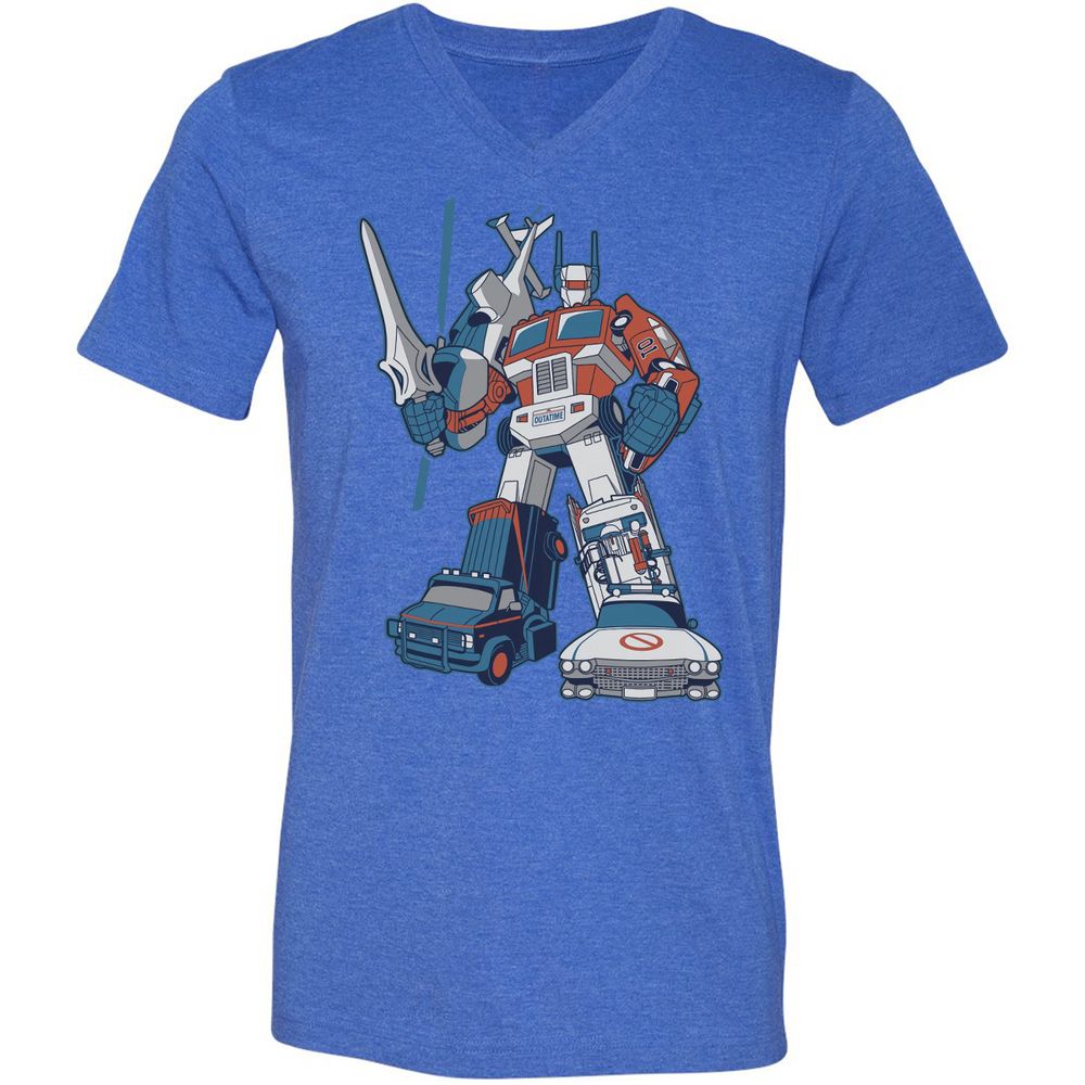 Unisex V-Neck T-Shirt - 7VBWGJM2 - Heather True Royal - 14