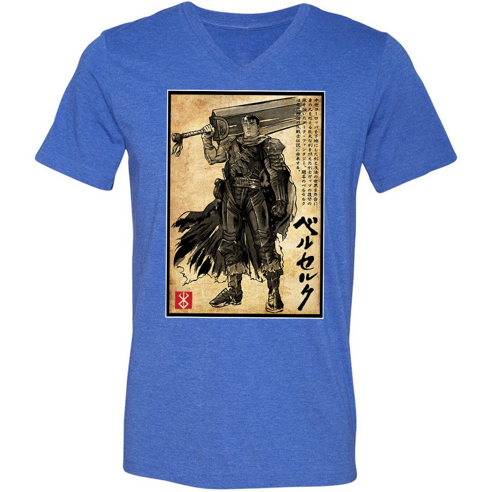 Unisex V-Neck T-Shirt - 6V9UDS5Q - Heather True Royal - 14