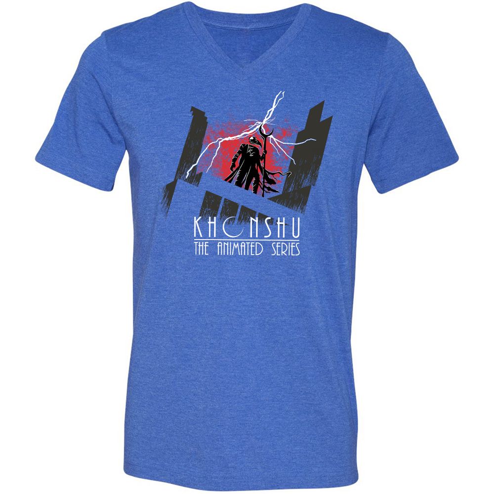 Unisex V-Neck T-Shirt - XQZC5KP9 - Heather True Royal - 14