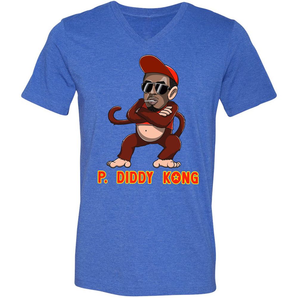 Unisex V-Neck T-Shirt - 9TQ1A26L - Heather True Royal - 14