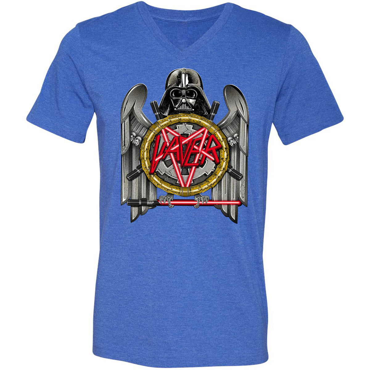 Unisex V-Neck T-Shirt - LQHHBQDZ - Heather True Royal - 14