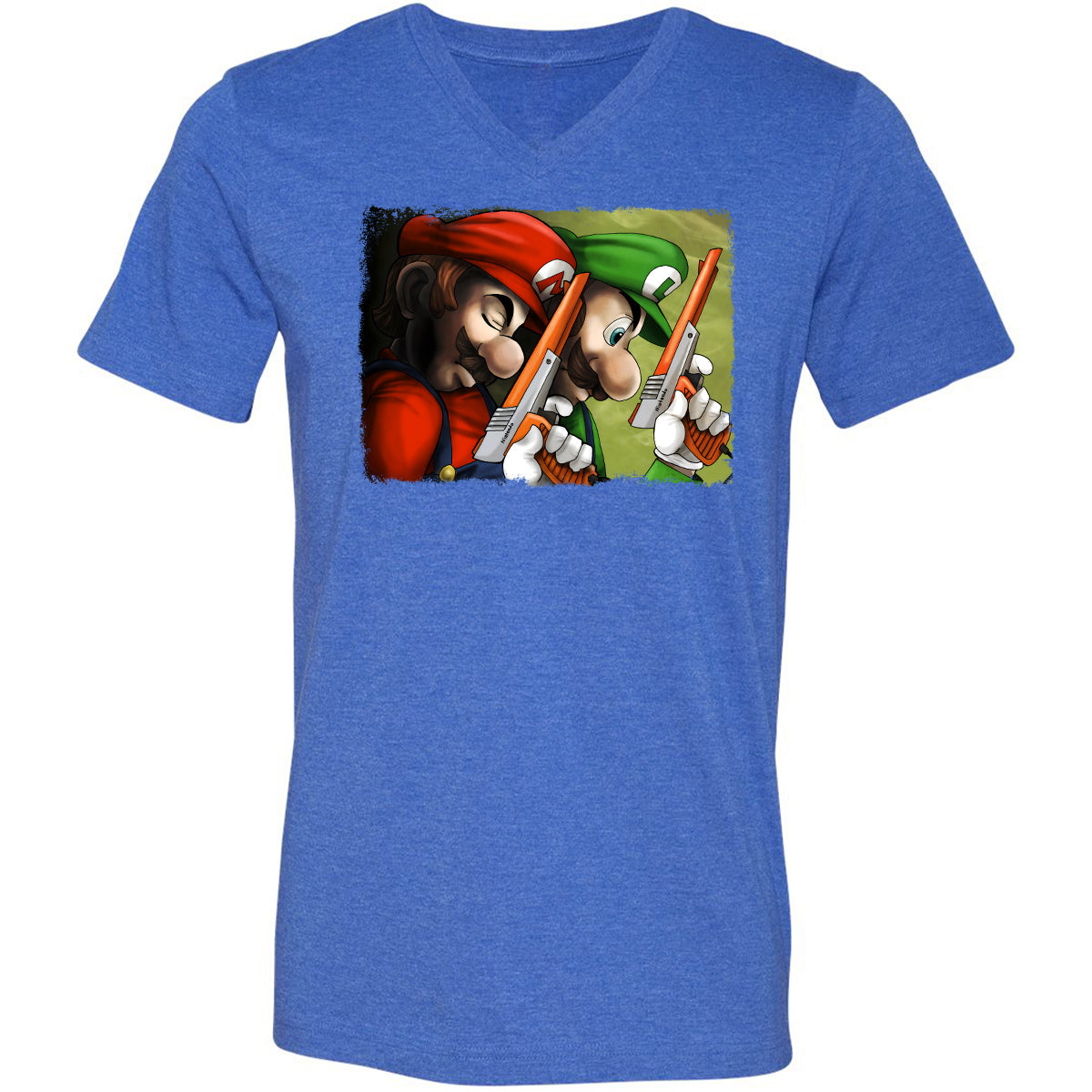 Unisex V-Neck T-Shirt - B5W1B47Z - Heather True Royal - 14