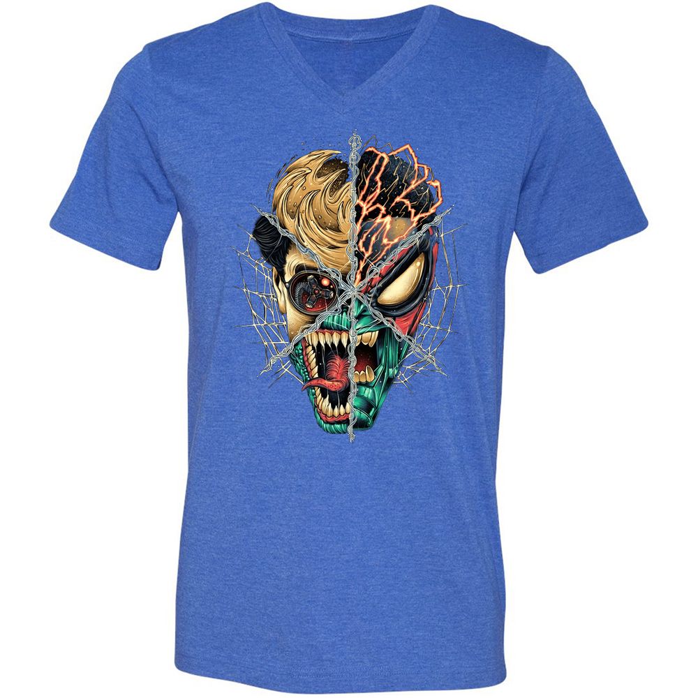 Unisex V-Neck T-Shirt - X1GMQ7E5 - Heather True Royal - 14