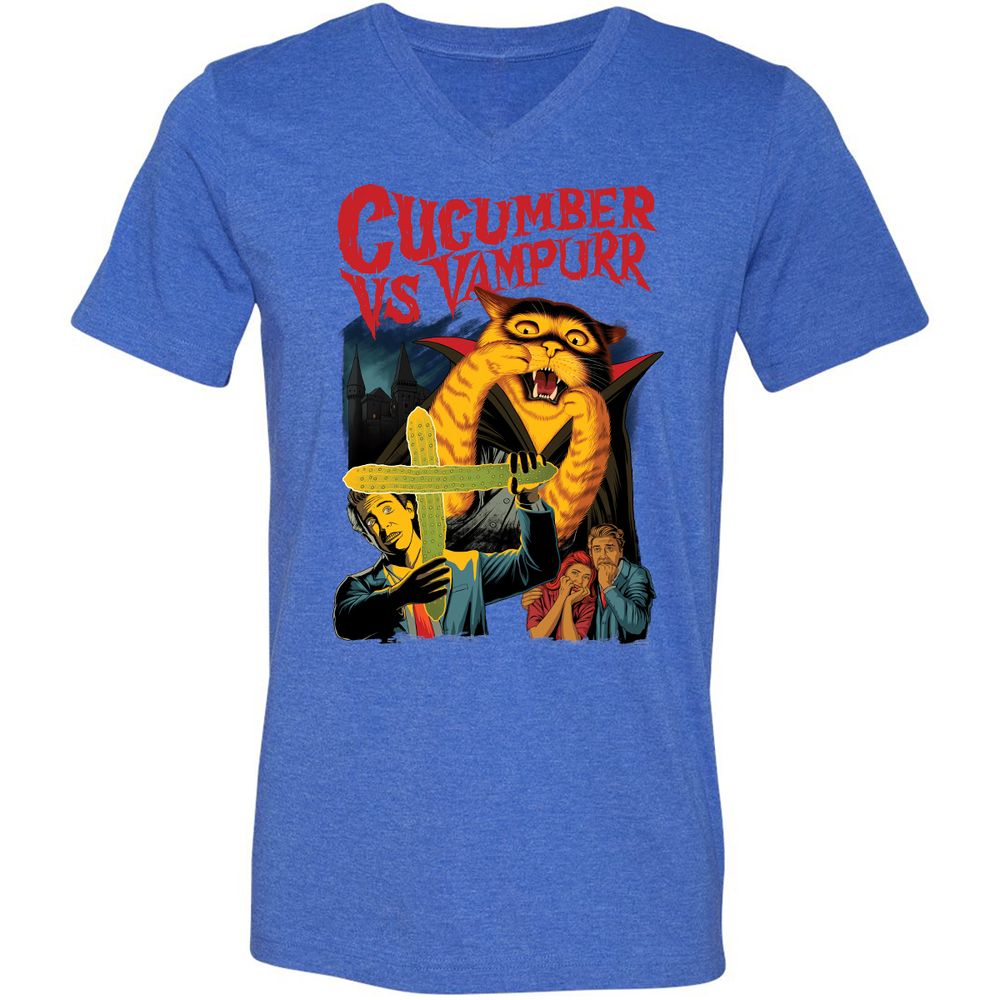 Unisex V-Neck T-Shirt - 3GF5JTE6 - Heather True Royal - 14