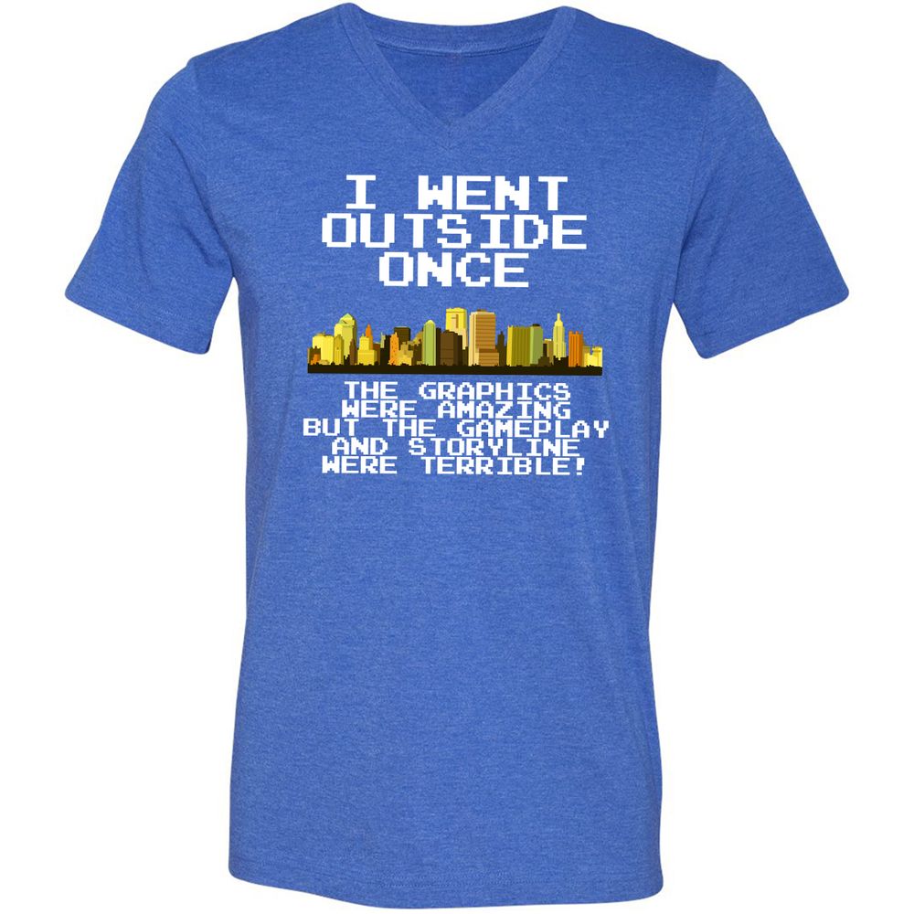 Unisex V-Neck T-Shirt - 991E19XM - Heather True Royal - 14