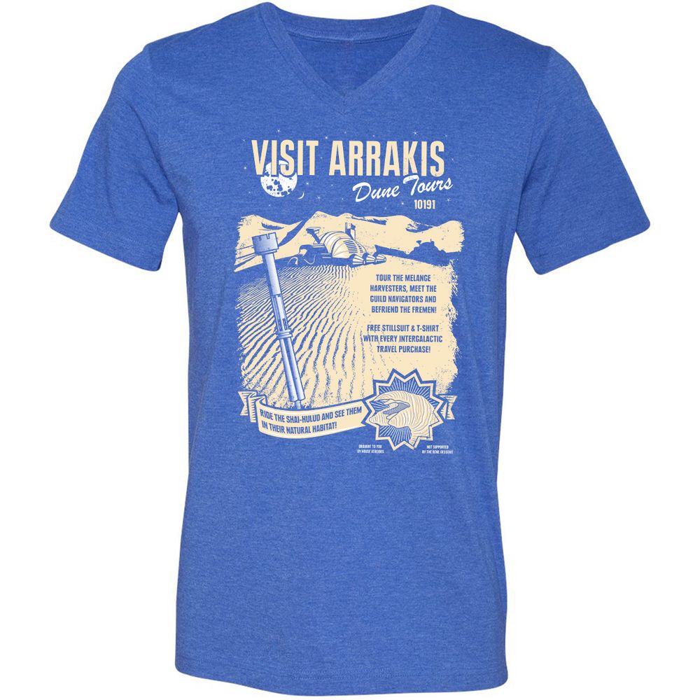 Unisex V-Neck T-Shirt - DDZYQH5R - Heather True Royal - 14